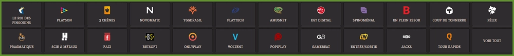 Liste des fournisseurs de jeux disponibles sur SpinBoss Casino